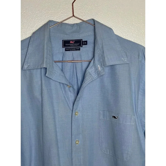 Vineyard Vines Mens Long Sleeve Button Up Slim Fit Tucker Shirts Blue Sz XL - Picture 3 of 9